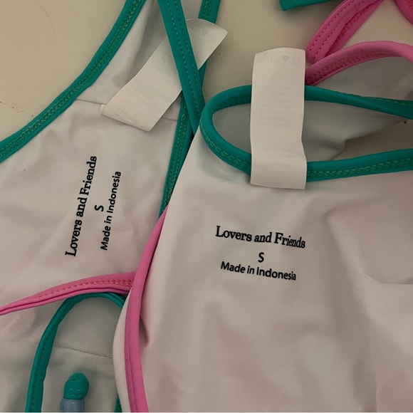 Lovers + Friends White Bikini with Pink and Green Accents - Picture 4 of 4